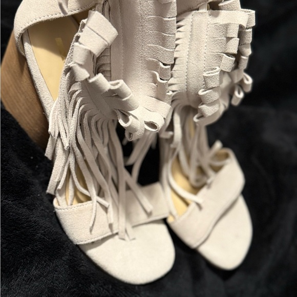Matiko Cream High Heel Ruffled Sandals - Picture 4 of 9